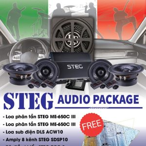 Combo Độ Loa STEG AUDIO PACKAGE(+Sub điện DLS+Amly 8 kênh+Bộ điều khiển STEG DRC-2)