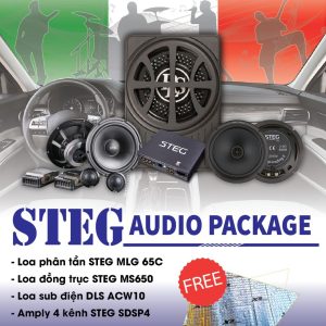 Combo Độ Loa STEG AUDIO PACKAGE(+Sub DLS+Amly 4 kênh+Loa phân tần +Loa đồng trục)