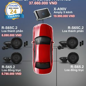 Combo Độ Loa Alpine R-Series(+Amly 5 kênh+Sub hơi S-W10D2)
