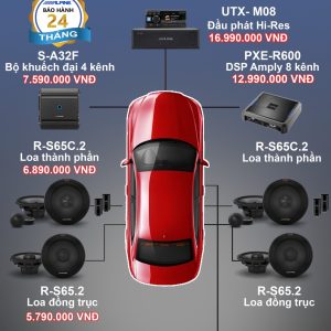 Combo Độ Loa Alpine R-Series(+Sub PWE+DSP Amly 8kênh+Đầu UTX-M08+S-A32F)